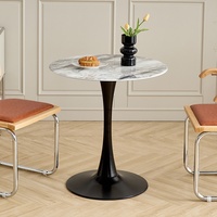 Table à manger mobile de luxe en marbre style nordique avec plateau en ardoise et structure en acier carbone, 4 places, pour bureau, réception, café, balcon