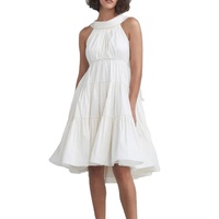 2024 chaud été tenue décontractée pour les femmes élégant fête femmes sans manches blanc longue robe taffetas à plusieurs niveaux robe trapèze