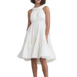 2024 chaud été tenue décontractée pour les femmes élégant fête femmes sans manches blanc longue <span class=keywords><strong>robe</strong></span> taffetas à plusieurs niveaux <span class=keywords><strong>robe</strong></span> trapèze - Product Image 1