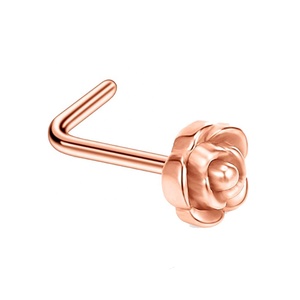 Nuovo Design Piercing Gioiello da Naso in Acciaio Chirurgico Inossidabile 316L Pin a L per Narice e Setto a Forma di Fiore di Rosa - Product Image 5
