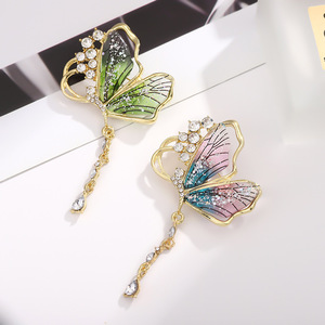 AA0160494 broches de personalidade esmeralda com franjas de borboleta transparente por atacado - Product Image 3