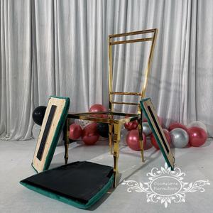 Coussins échangeables mariage <span class=keywords><strong>en</strong></span> acier inoxydable doré chaises de salle à manger meubles commerciaux <span class=keywords><strong>d</strong></span>'hôtel - Product Image 5