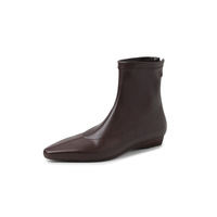 Bottines mi-hautes tendance en cuir véritable, antidérapantes, confortables, à talon fin et carré, avec fermeture éclair, pour le printemps/l'automne/l'hiver