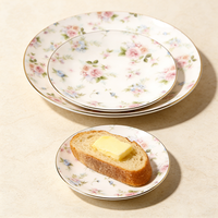 Ensemble de 8, 10 ou 12 assiettes plates en céramique personnalisées avec motif floral de printemps, en porcelaine, pour la maison, le restaurant ou les fêtes