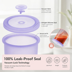 Ensemble de contenants alimentaires en silicone, hermétiques, anti-fuites, de qualité alimentaire, sans BPA, réutilisables, empilables, boîtes d'organisation pour la cuisine - Product Image 3