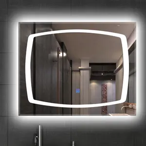 Hotel Sandblasted Illuminated Anti Fog Bath LED Mirror