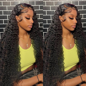 Parrucca 13x6 con pizzo trasparente, capelli Remy, baby hair, onda profonda, capelli brasiliani, pre-organizzati, <span class=keywords><strong>ricci</strong></span>, senza colla, anti-caduta, da <span class=keywords><strong>donna</strong></span> - Product Image 1