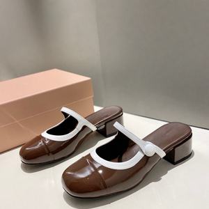 Wholesale Customized Women's Shiny Cowhide Mary Jane Half Oxford for Soft Anti-Slip High <b>Heeled</b> Daily Wear - Product Image 5