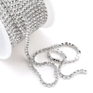 Clear Faceted 3D Rhinestone 3mm ss12 Crystal Garment Accessories Rhinestone Chain for Garment Decorations