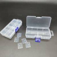 Boîte de rangement en plastique transparente rectangulaire à 8 compartiments détachable avec crochet pour l'emballage à domicile