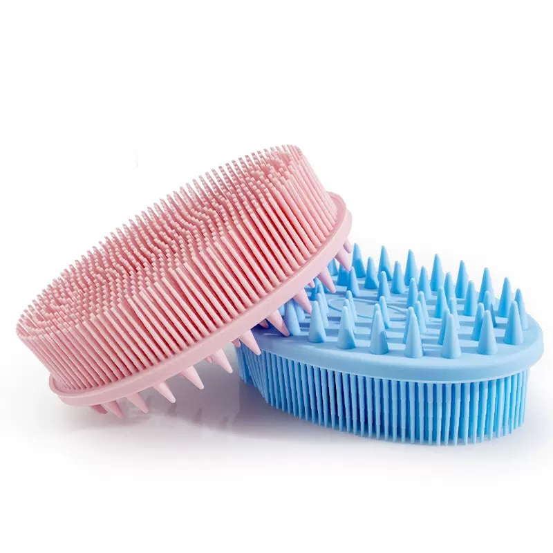 New Arrival 2 in 1 Silicone Exfoliating Shower Brush Body Wash Hair Shampoo Bath Brush Silicone Body Scrubber