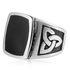 yunnique <b>Titanium</b> Steel <b>Ring</b> Square Black Epoxy Resin Men's Geometric Fashion Jewelry Gift Silver Color FY280199 - Product Image 3