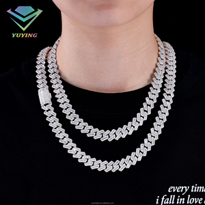 Cadena cubana baguette de 13 mm con diamantes de moissanita VVS, diseño de moda, pasa el test de diamantes, chapado en oro sobre plata de ley 925, estilo hip hop para hombre. - Product Image 1