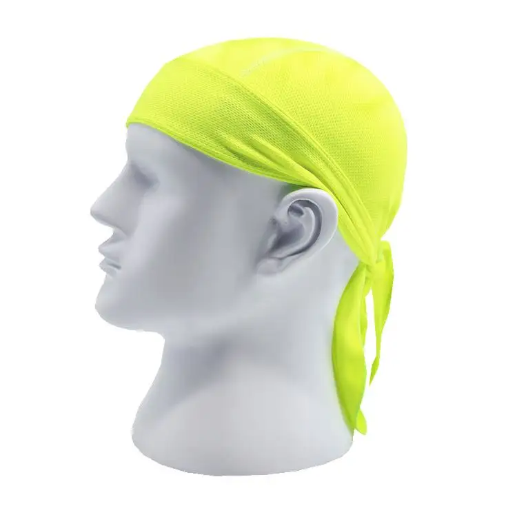 Durag en Polyester respirant pour hommes, couleur unie, maille, longue queue, bandana, chapeau de motard, casquette ondulée, Pirate Durag