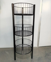 Présentoir de sacs à croustilles sur pied rond en métal pour épicerie Supports de barre chocolatée Présentoir de poubelle en fil métallique à 4 niveaux