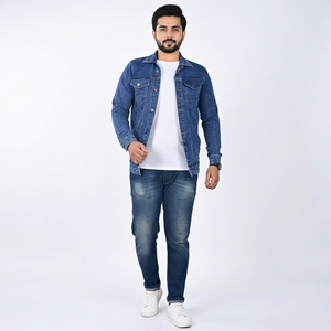 Customizable Men's Hooded Windproof <b>Denim</b> <b>Jackets</b> Add Your Brand Stand Out <b>Lightweight</b> & Durable 100% Cotton Everyday Essential - Product Image 1
