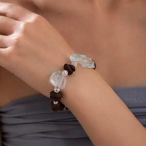 Sugar Cube <b>Bracelet</b> For Women Irregular <b>Beaded</b> Coffee Bean Minimalist Jewelry Mixed Materials Geometric Design - Product Image 2