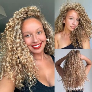 Extensiones de Cabello Humano Virgen Ondulado Afro Rizado Ruso Rubio <span class=keywords><strong>Ali</strong></span> Baba para Coser o con Clip - Product Image 6