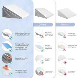 Almohada de <span class=keywords><strong>cuña</strong></span> de cama triangular de espuma viscoelástica ajustable <span class=keywords><strong>para</strong></span> dormir después de la cirugía y espalda-piernas-soporte de rodilla antireflujo ácido - Product Image 2