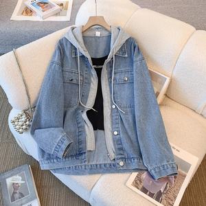 เสื้อแจ็คเก็ตยีนส์มีฮู้ดแบบสองในหนึ่งเดียว 2025 รุ่นใหม่ ทรงหลวม สไตล์เรโทร ใช้งานได้หลากหลาย |   ปรับแต่งการซัก ลวดลาย และสีได้ - Product Image 1