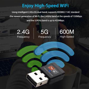 Adaptador <span class=keywords><strong>USB</strong></span> <span class=keywords><strong>WiFi</strong></span> de Banda Dual <span class=keywords><strong>11AC</strong></span> Onlyoa de 600 Mbps con Chipset Realtek RTL8811CU para PC/Escritorio/Portátil - Product Image 5