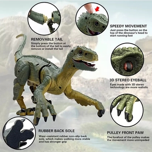 <span class=keywords><strong>Robot</strong></span> inteligente con <span class=keywords><strong>control</strong></span> remoto por infrarrojos, juguete de dinosaurio para niños, Velociraptor con luz simulada y material metálico de sonido - Product Image 3