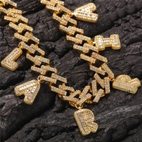 Colliers en forme de lettres avec pendentif, bijoux personnalisés, créatifs et personnalisés, chaînes cubaines en diamant CZ, pendentif avec nom
