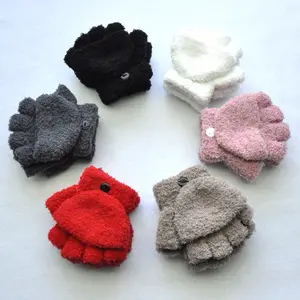 Warm Plush Thick Warm Velvet Mittens Children Kids Coral Fleece Full Finger Gloves Baby Winter Gloves