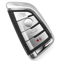 Coque de clé télécommande intelligente argentée à 4 boutons pour M Color Stripe, avec lame de clé de rechange, prix de gros