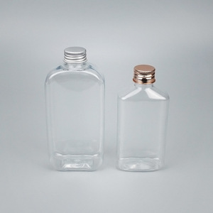 <b>Flat</b> Glass Bottles Rectangle Transparent <b>Screw</b> Cap Beverage Packaging 50ml 100ml - Product Image 1