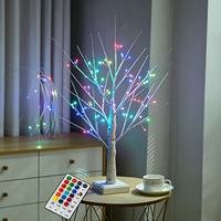 Lumière LED RVB en forme de saule, télécommande, alimentation USB par batterie, décoration intérieure/extérieure pour fêtes, Noël, mariages