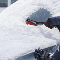 MESOROCK Grattoir à glace de fenêtre en ABS robuste avec logo Grattoirs à brosse détachables pour pelle à neige de voiture avec poignée en mousse ergonomique