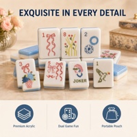 Ensemble de Mahjong en Acrylique de Luxe Peint à la Main Style Chic Français Vente en Gros Tuiles de Mahjong Personnalisées Boîte Cadeau
