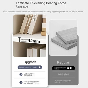 رف كتب خشبي صغير قائم بذاته ضيق ومنخفض للتخزين في غرفة النوم وغرفة المعيشة، أثاث منزلي - Product Image 4