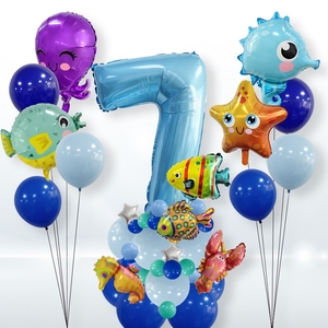 Kit de décoration de ballons sur le thème des créatures marines, ballons en forme de pieuvre, animaux marins, ensemble pour fête d'anniversaire d'enfants - Product Image 5