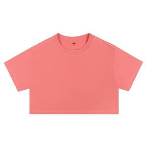 Camiseta Corta de Algodón Puro para Mujer, Cintura Alta, Holgada, Manga Corta, Estilo Deportivo, Estilo Chica Moderna - Product Image 3