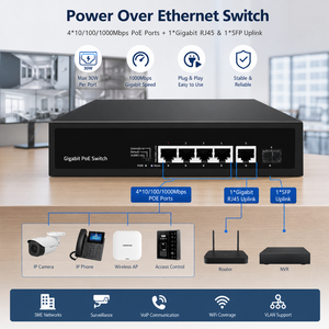 Commutateur PoE Gigabit <span class=keywords><strong>4</strong></span> ports avec 1 emplacement SFP et 1 port de liaison montante RJ45 pour la connexion d'équipements réseau filaires - Product Image 3