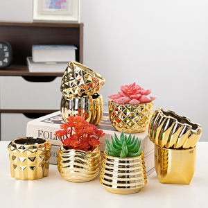 <span class=keywords><strong>Pot</strong></span> de fleur en céramique or bon marché bonsaï plantes succulentes pots décor à la maison jardinières dorées - Product Image 1