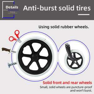 접이식 스틸 수동 휠체어 노인 성인 환자 수송을위한 핸드 브레이크가있는 경량 소형 내구성 휠 의자 - Product Image 5