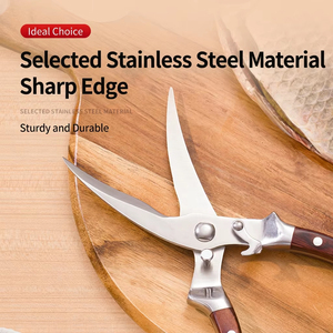 Heavy Duty <b>Poultry</b> <b>Shears</b> Stainless Steel Chicken Bone Scissors Wood Handle Detachable Kitchen <b>Shears</b> for <b>Poultry</b> Bone - Product Image 4