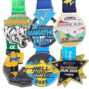 Custom 5K 10K Gold Metal Zinc Alloy Enamel Sports Marathon Finisher Medal Custom Trail Running Medals 2024 With Free Design