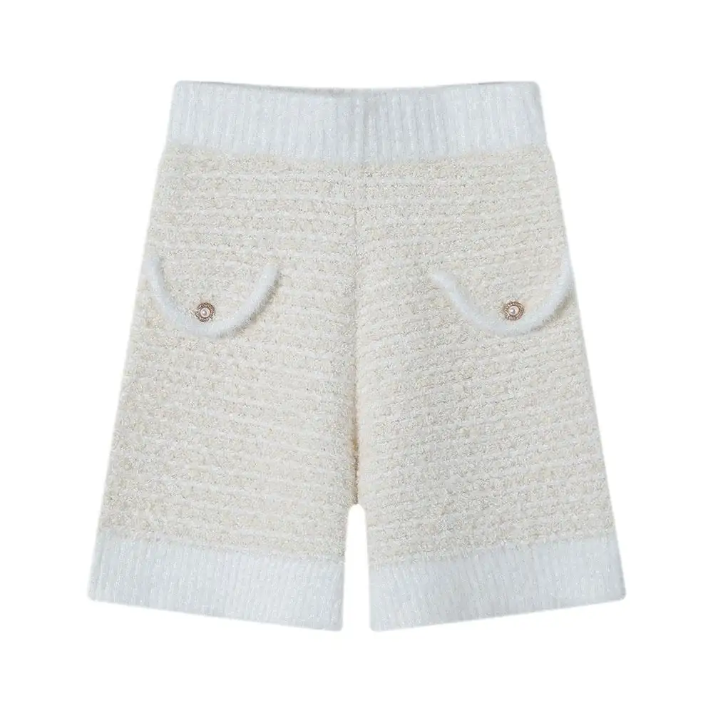 High Quality Knitted Shorts Women Summer Causal Short Pants Wool Striped Shorts