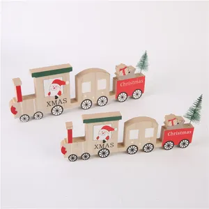 Groothandel Kerstman Trein Kerst Senta Claus Hanger Hout Kleine Auto Decoratie