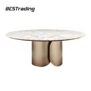 Set Tavolo da Pranzo Moderno per Arredamento Casa, Tavolo <span class=keywords><strong>Rotondo</strong></span> in <span class=keywords><strong>Marmo</strong></span> con Sedie, Produttore di Pietra/<span class=keywords><strong>Marmo</strong></span>, 1 Pezzo - Product Image 2