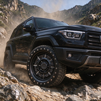 Jante tout-terrain robuste de 17 pouces en alliage d'aluminium pour véhicule 4x4, modèle 250 noir à 6 trous