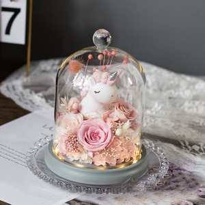 Rose <span class=keywords><strong>éternel</strong></span>le sous cloche en verre, bouquet <span class=keywords><strong>de</strong></span> fleurs séchées, coffret cadeau pour la Saint-Valentin et Noë<span class=keywords><strong>l</strong></span>, pour filles - Product Image 3