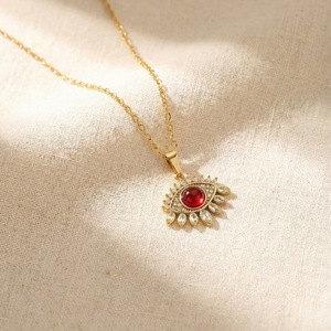 Collar con Ojo <span class=keywords><strong>de</strong></span> Tigre <span class=keywords><strong>para</strong></span> Mujer, Chapado en Oro <span class=keywords><strong>de</strong></span> 18K, Acero Inoxidable, con Circonita Roja, Colgante <span class=keywords><strong>de</strong></span> Protección, Joyería, Regalo, Venta al Por Mayor - Product Image 5
