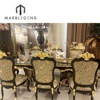 Meubles de villa de luxe, chaises de salle à manger de style royal classique, ensemble de table en bois massif 8 places