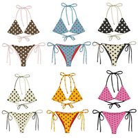 Traje de baño con diseño de estampado de puntos pequeños Diseño de etiqueta privada Traje de baño personalizado Muestra Bikini Trajes de baño Mujeres