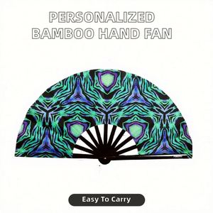 Wholesale Custom Personalized Large Folding Plastic <b>Hand</b> <b>Fan</b> 33cm Size with Portable Logo Painted Technique Music Style - Product Image 3